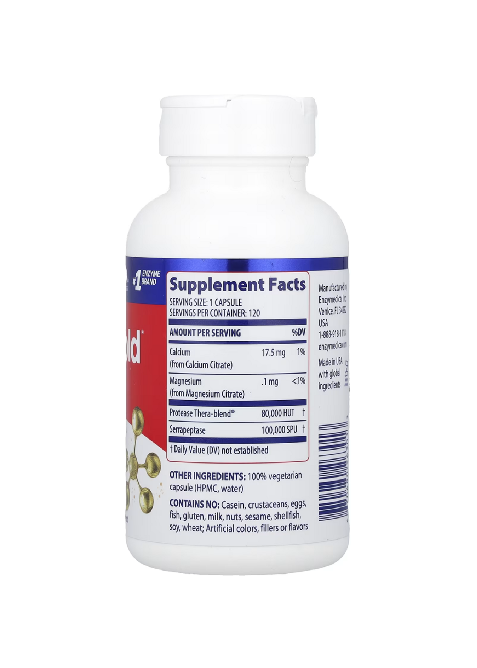 Enzymedica, SerraGold®, High Potency Serrapeptase, 120 Capsules
