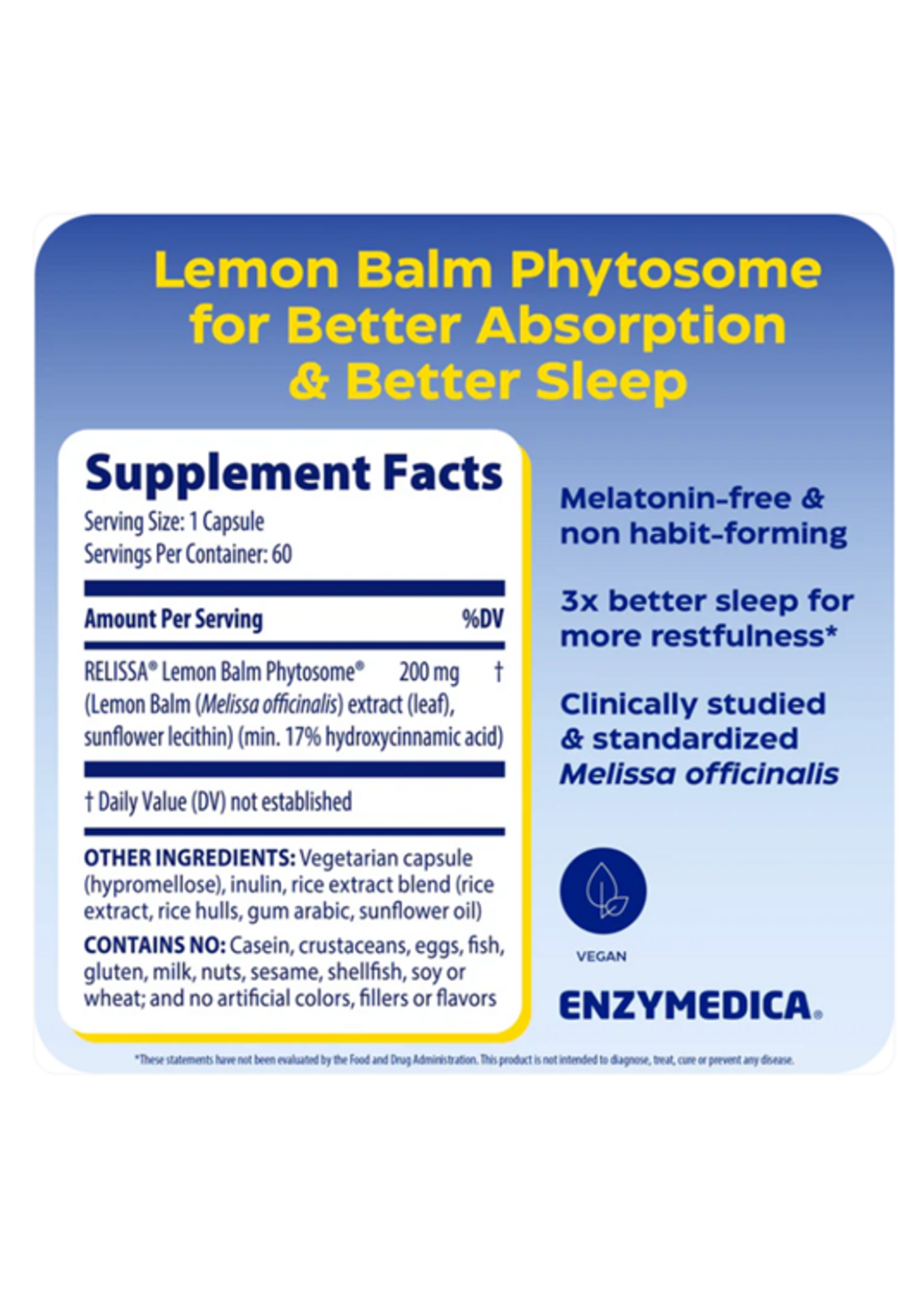 *Enzymedica Sleep & Stress Lemon Balm Phytosome® - 60 caps