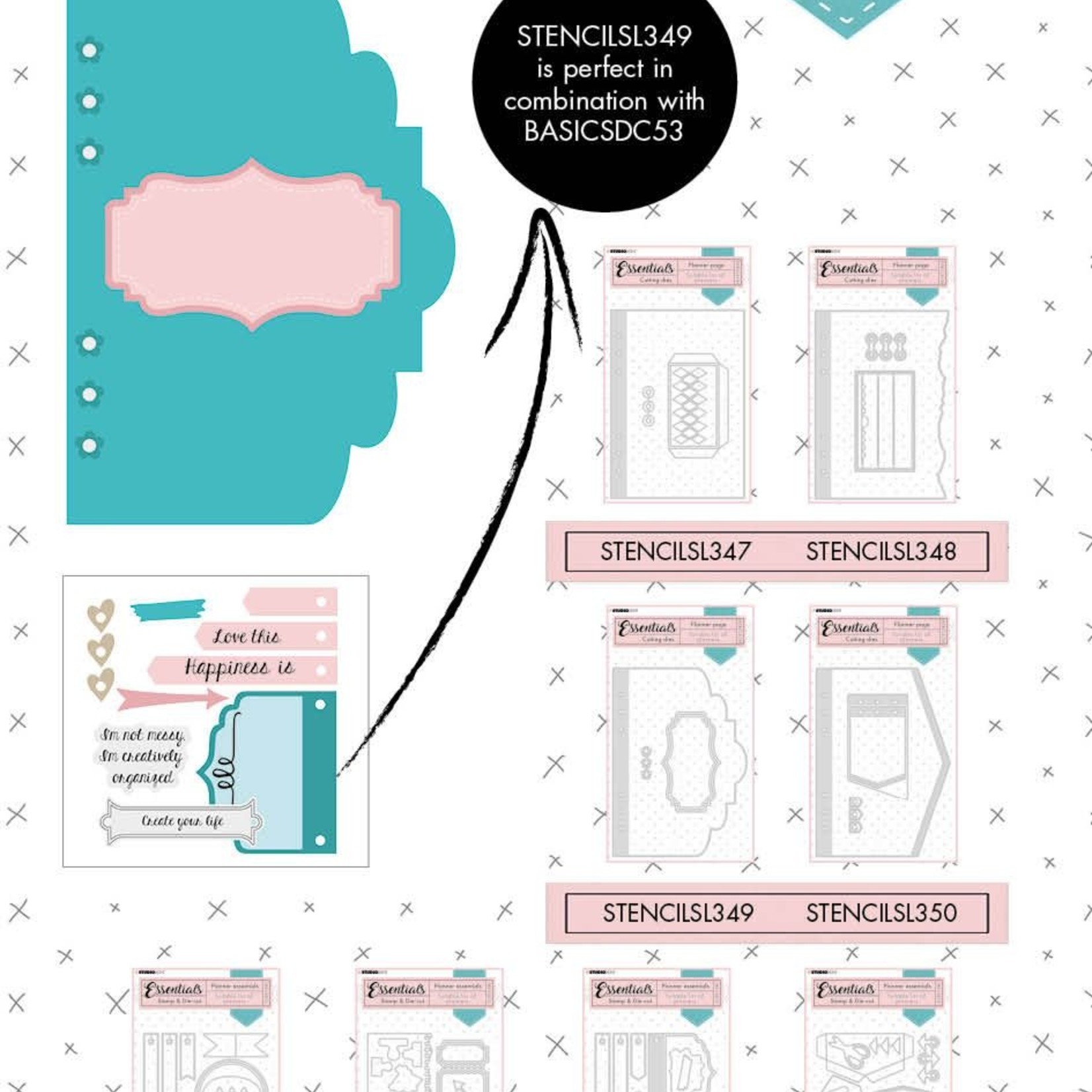 Studio Light - Cutting Die Brace Planner Essentials  - Creative Haven  YXE