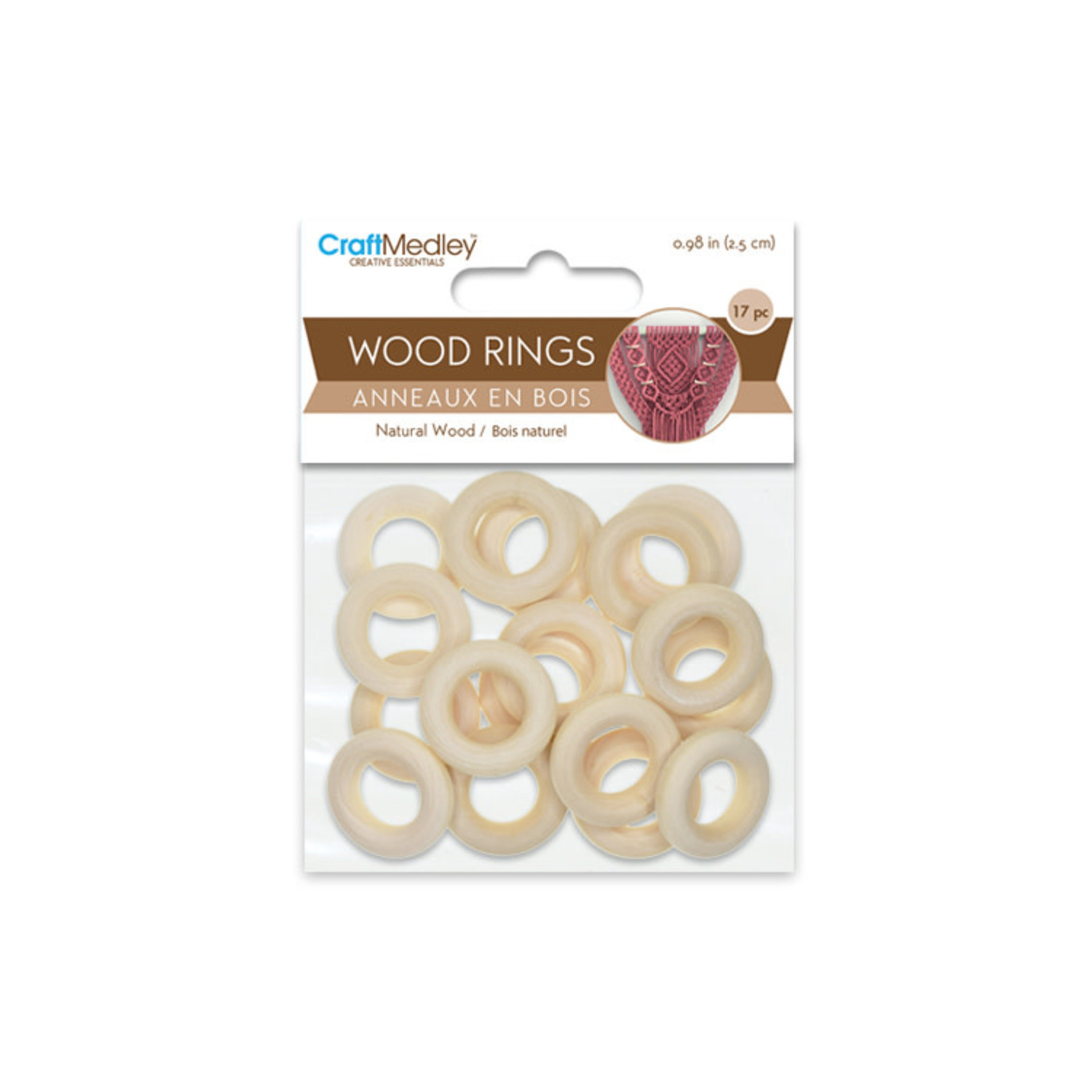 Wood Rings - 25mm Craft Rings x17 Natural