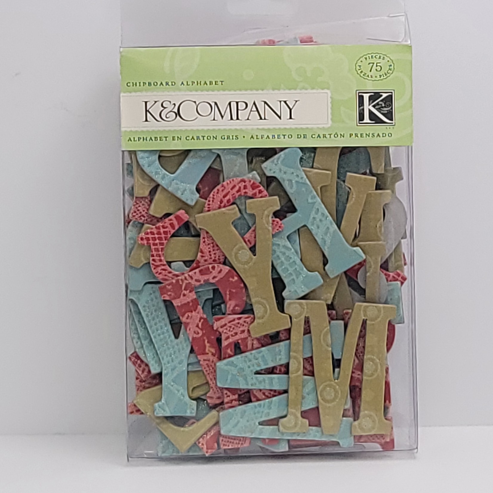 K&Company Chipboard Alphabet - Fresh Retro Glittered