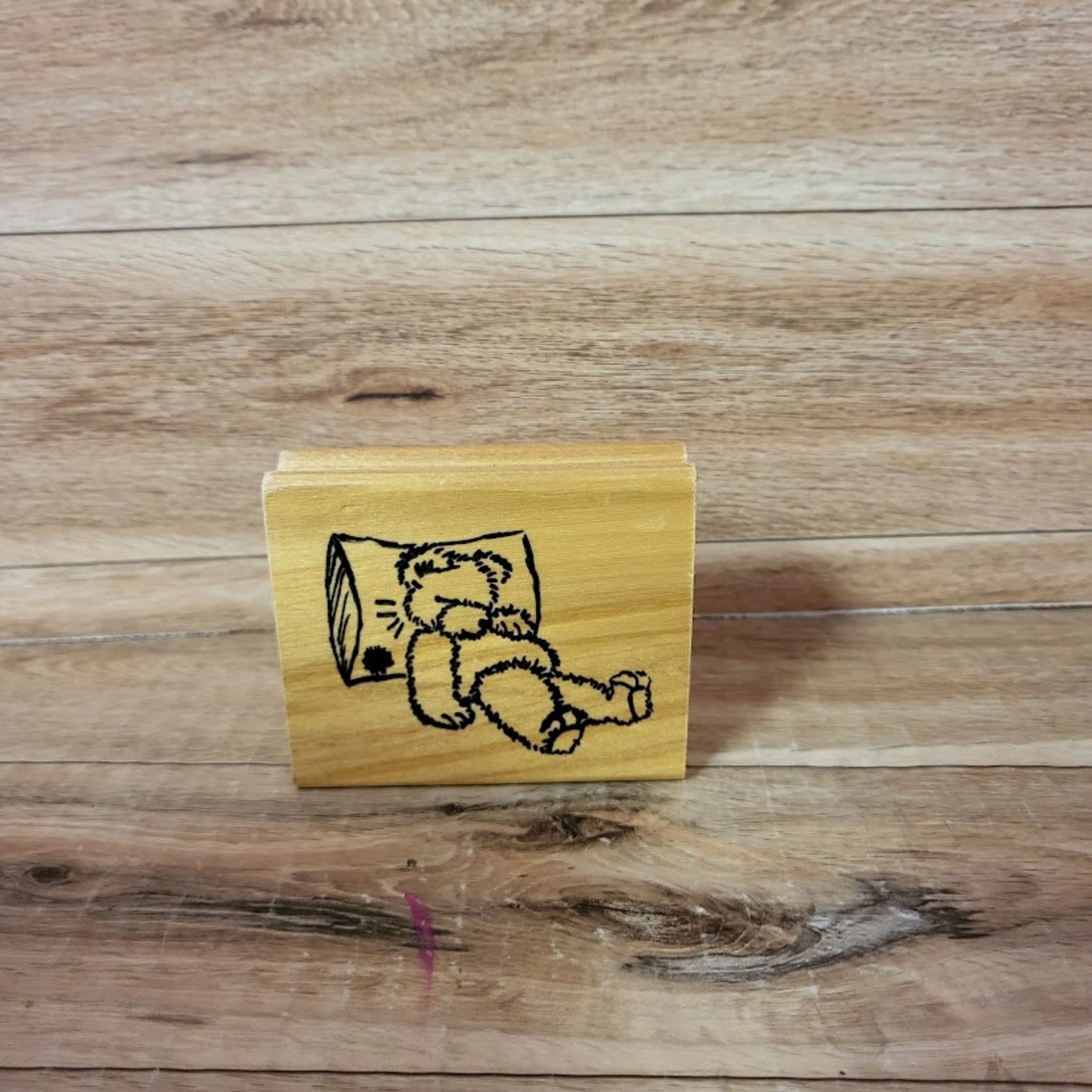 Wooden Stamp - Sleeping Teddy Bear