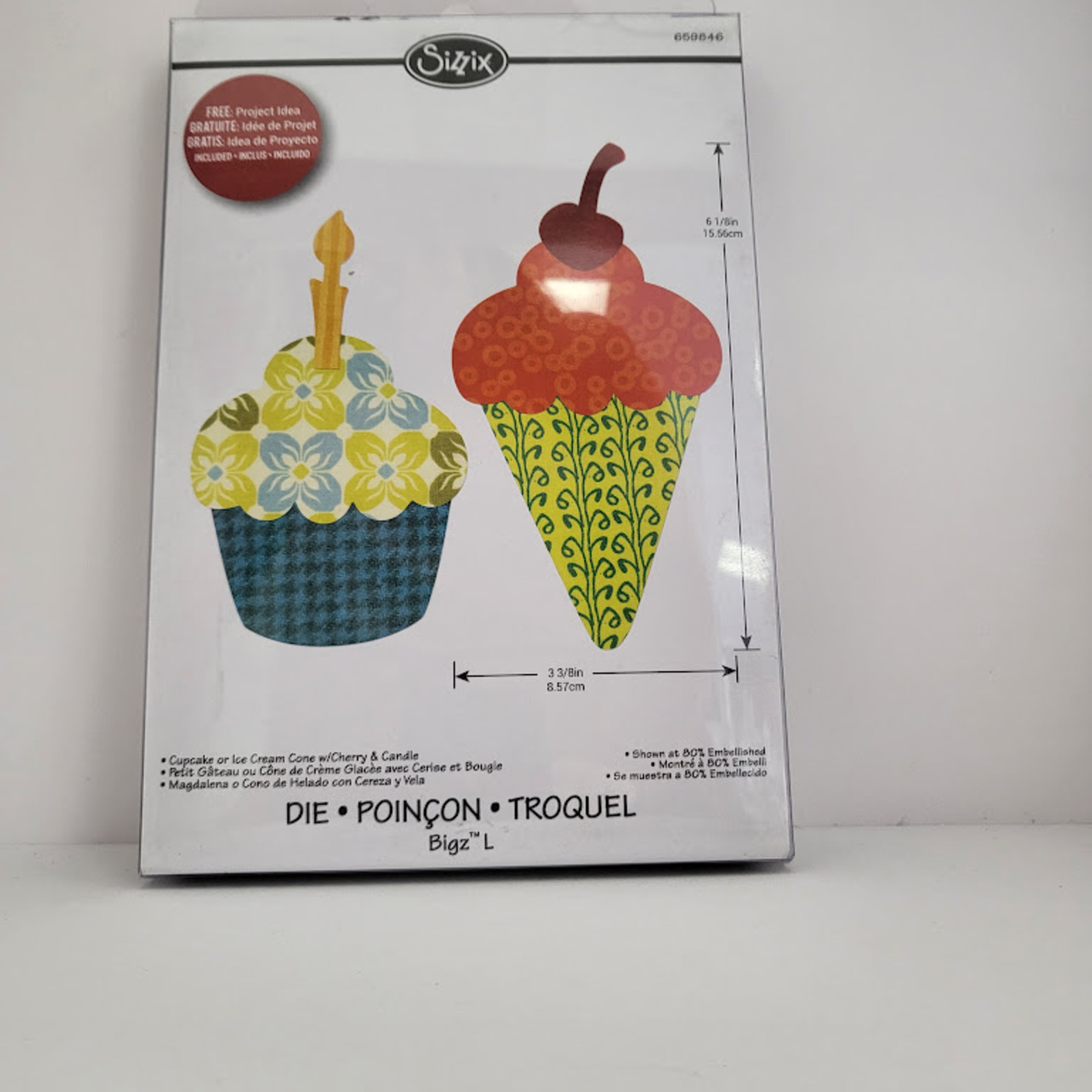 Sizzix Sizzix Bigz Die - Cupcake or Ice Cream Cone with Cherry & Candle (659846)