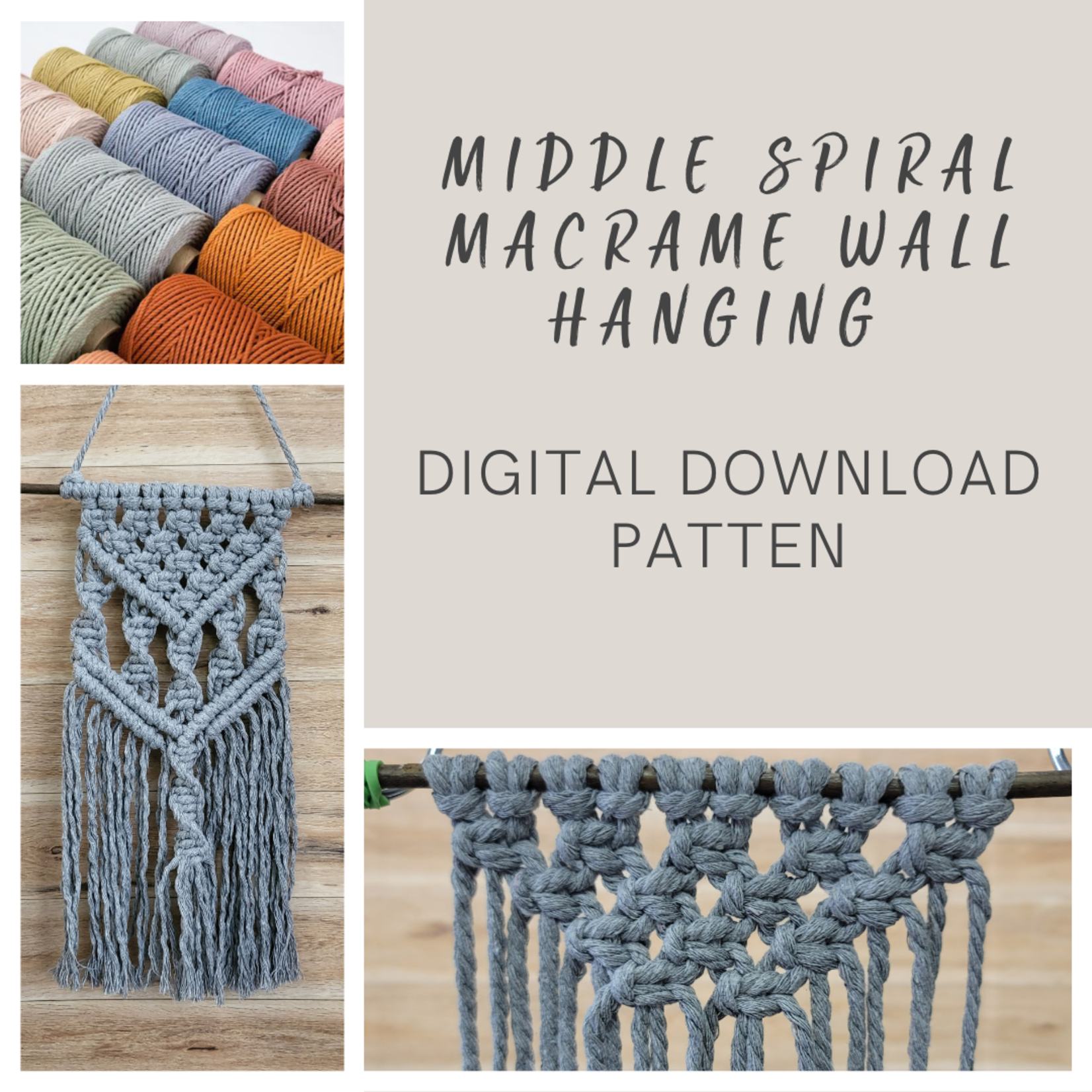 Digital Pattern - Middle Twist Macrame wall hanging