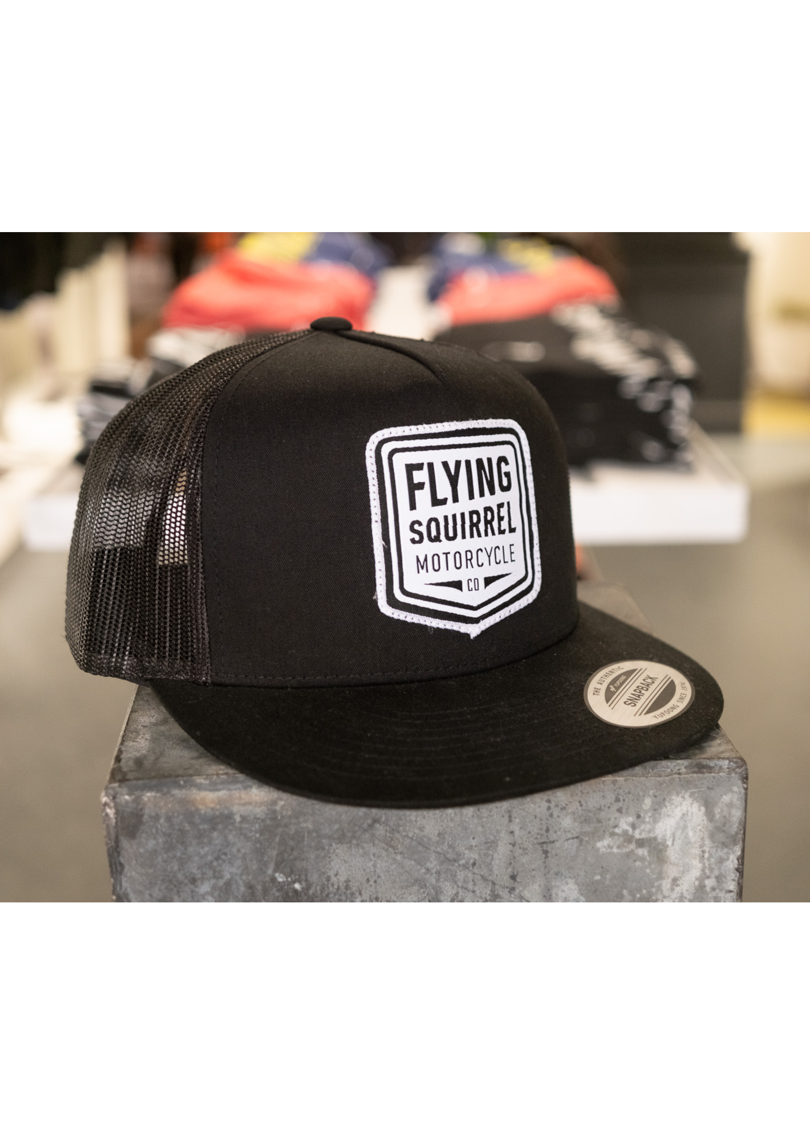 FSM Black Trucker Hat w/ white FSM Patch