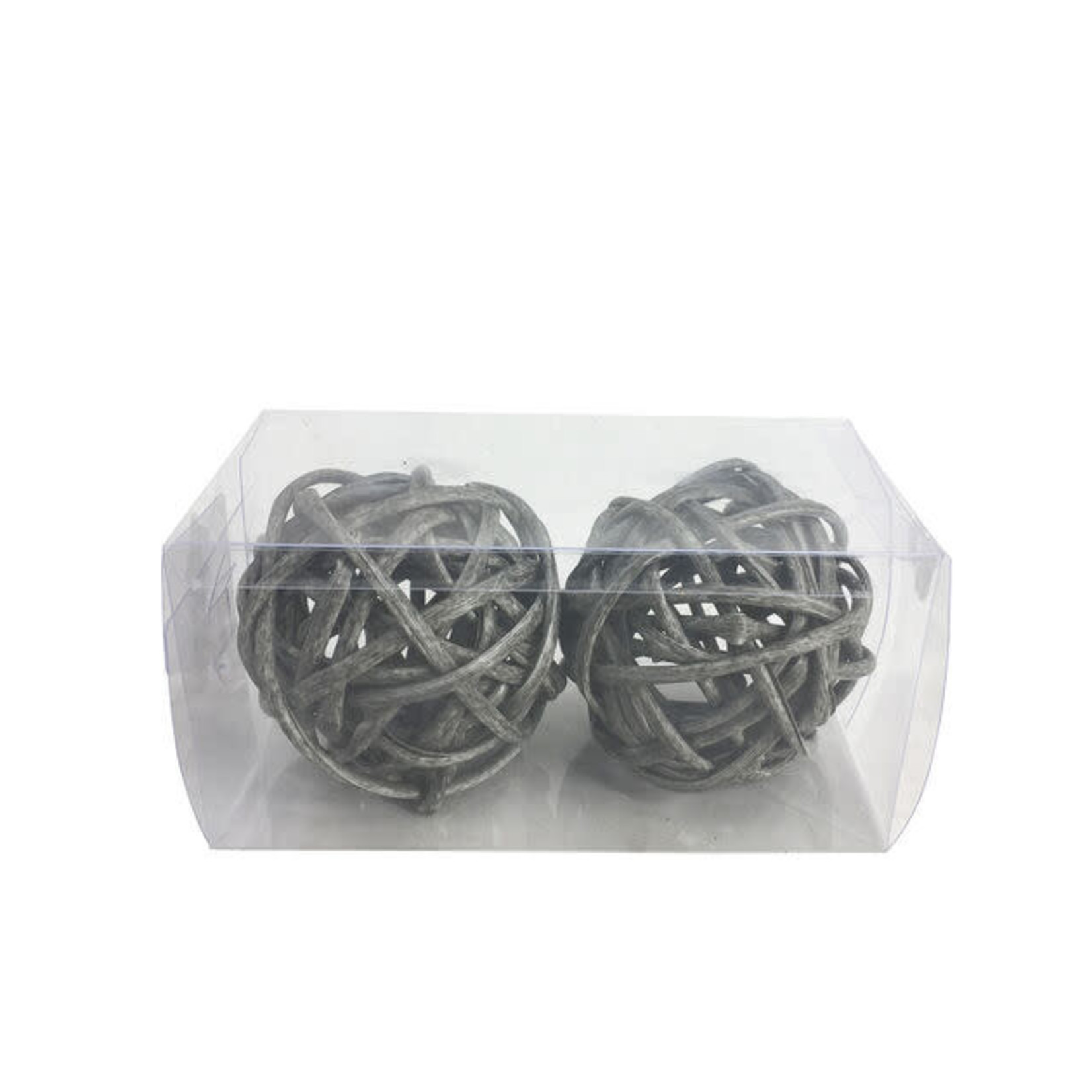 2 pk 4''x4'' Rattan Balls Gray