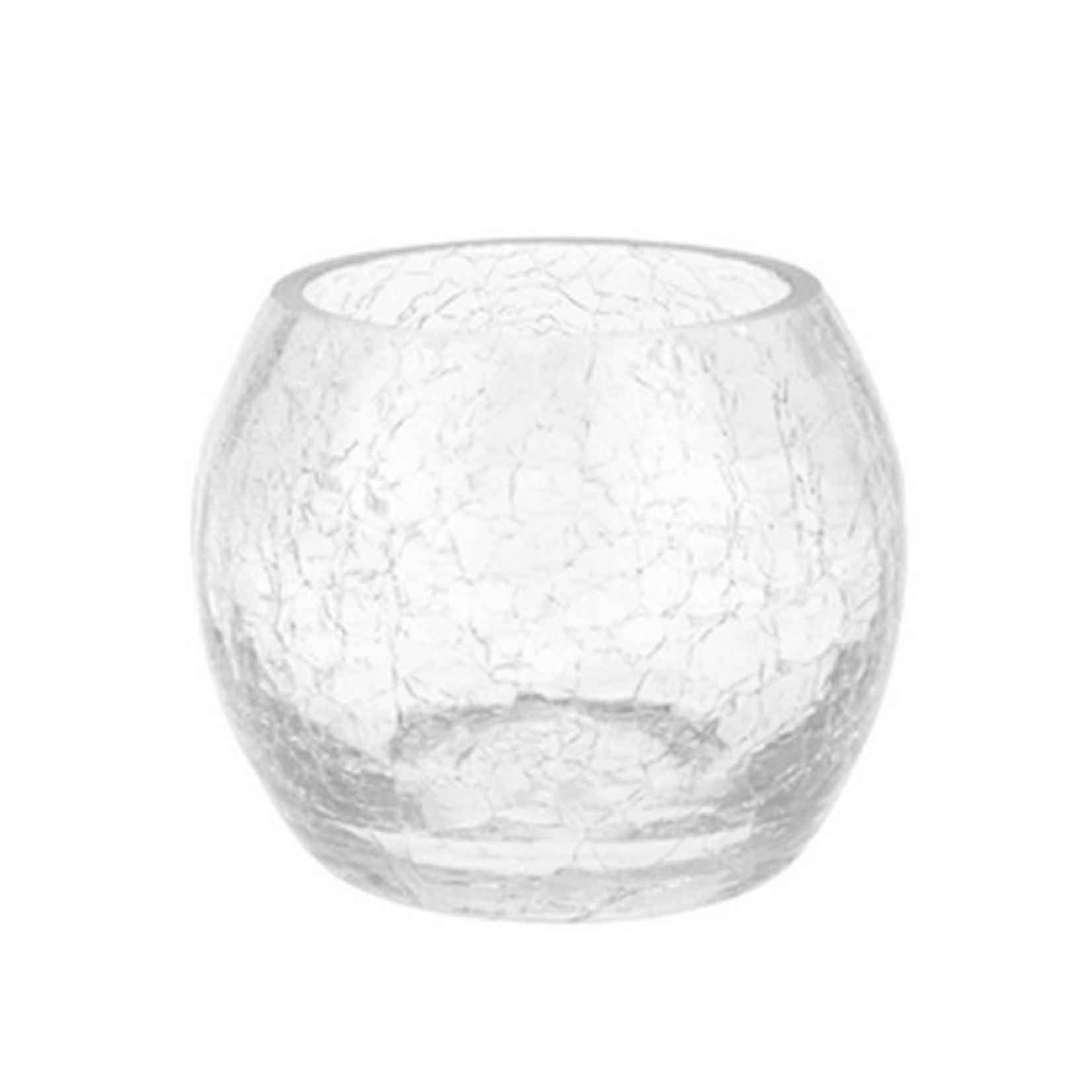 Hudson 43 Candle&Light Collection Round Crackle Glass Candle Holder