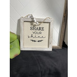 Framed Embroidered Hanging "Share Your Shine"