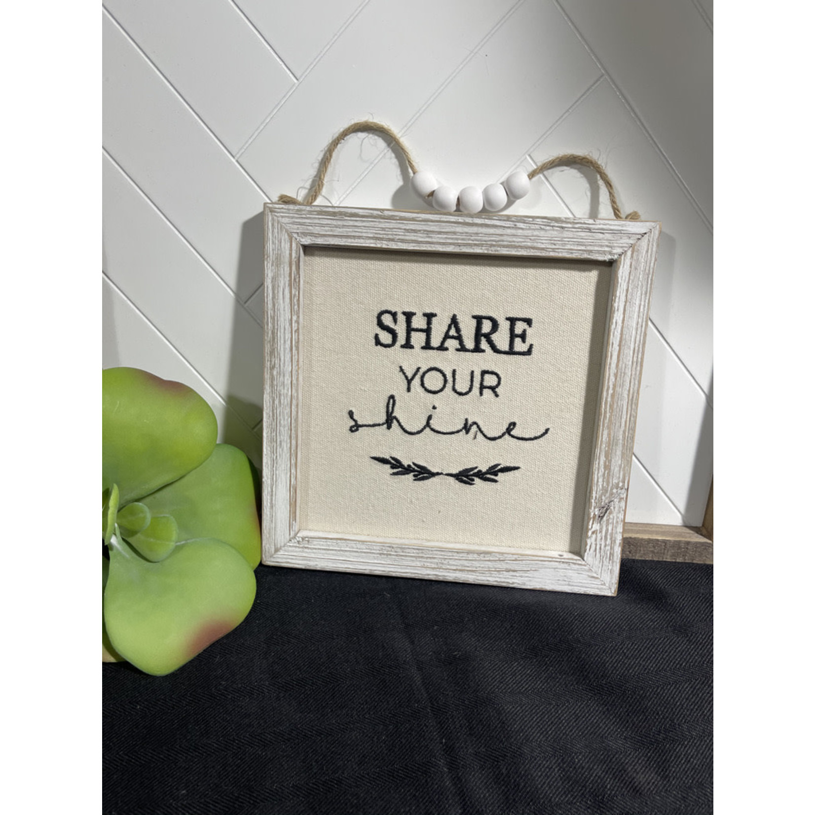Framed Embroidered Hanging "Share Your Shine"