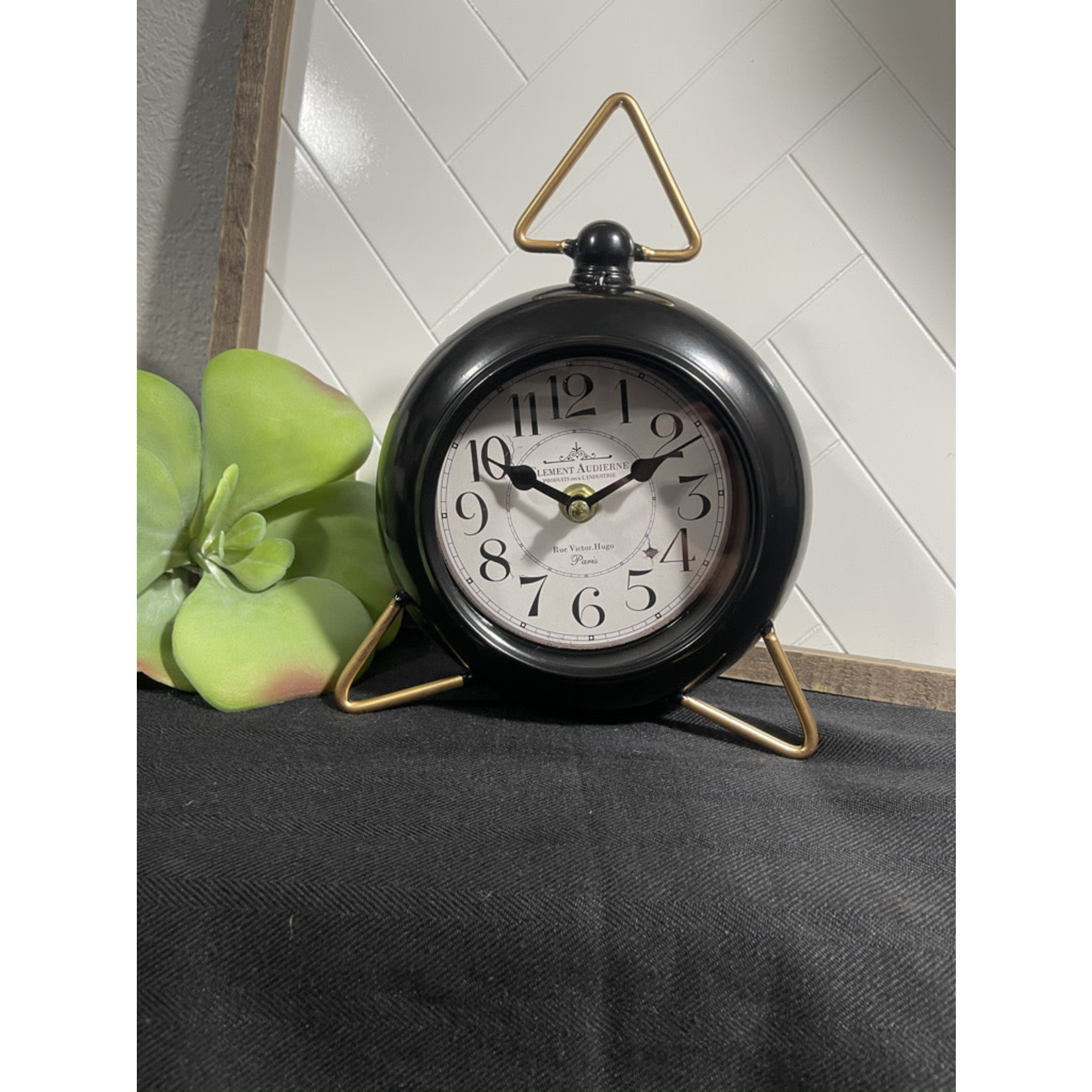 Table Clock - Black w/ Gold Accent