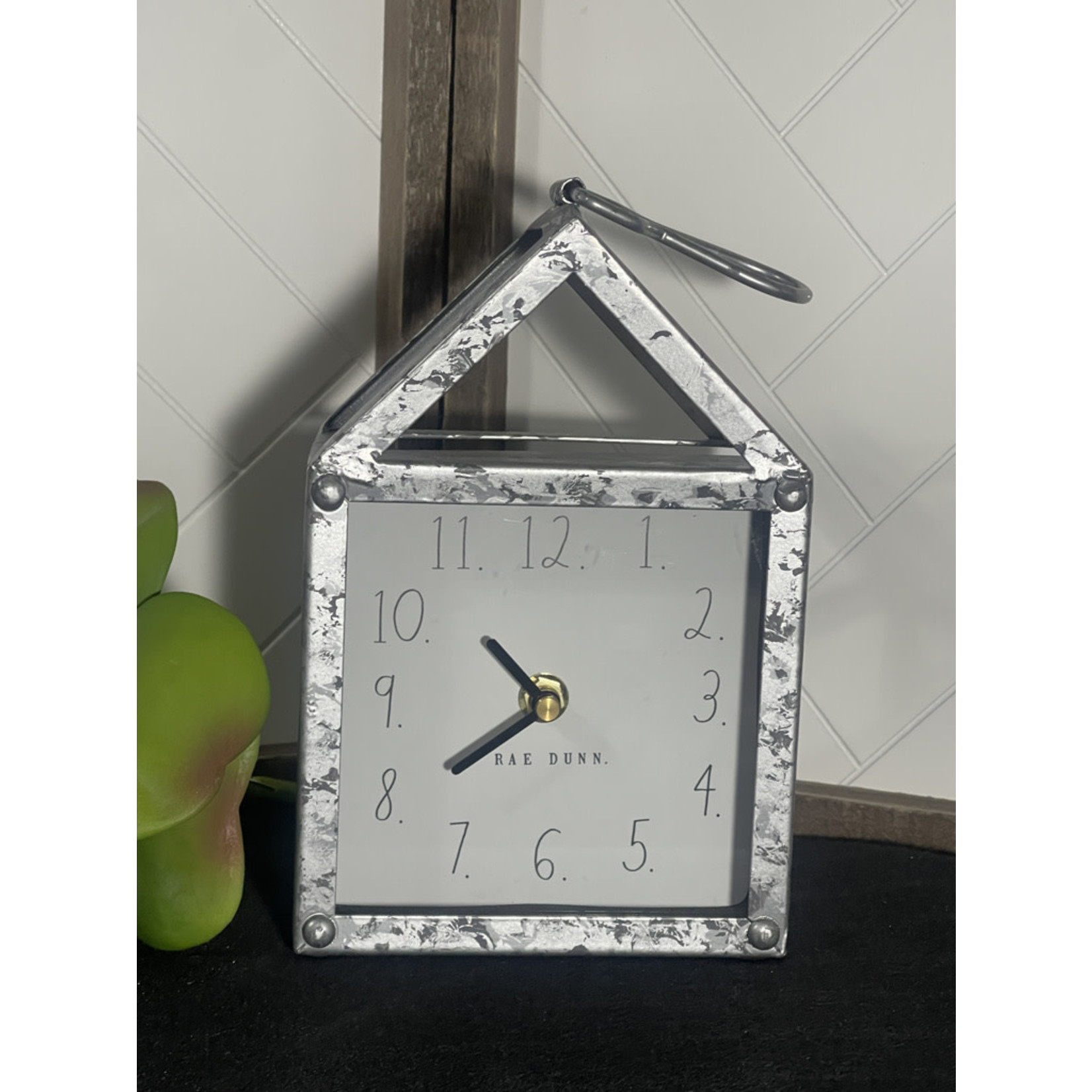 TJ MAXX Rae Dunn Silver House Shape Clock