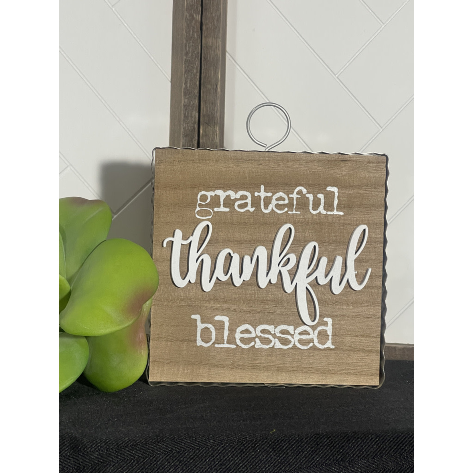 TJ MAXX Gratful, Thankful, Blessed, Metal Trim