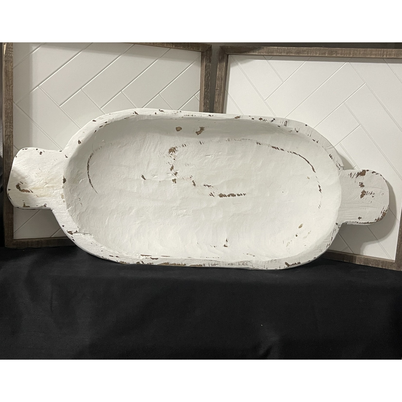 Large Wooden Bowl-White