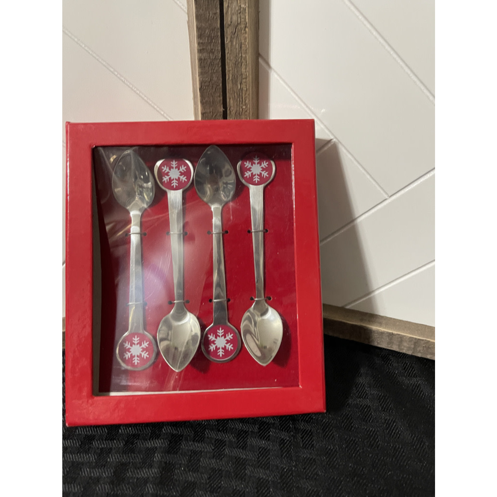 Crate & Barrel Snowflake Small Spoons - Set of 4