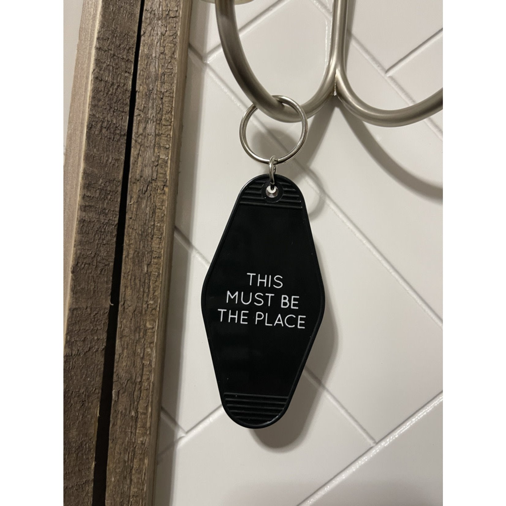 Field Study "This Must Be The Place" Silver / Black Key Chain