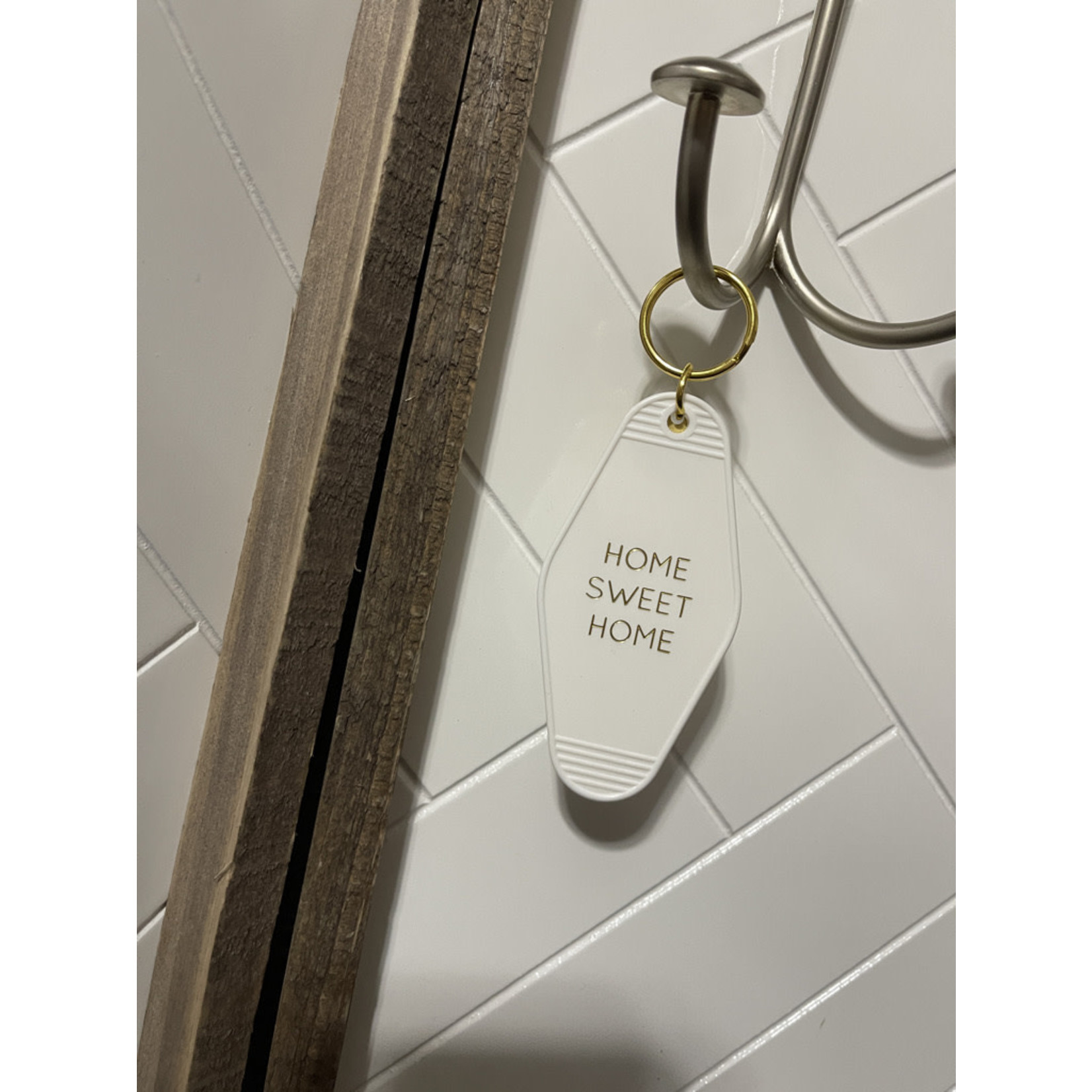 Field Study "Home Sweet Home" White and Gold Keychain