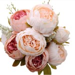 Luyue Vintage Artificial Peony Silk Flowers -Pink