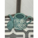 TJ MAXX Turquoise White Flowered Tea Pot