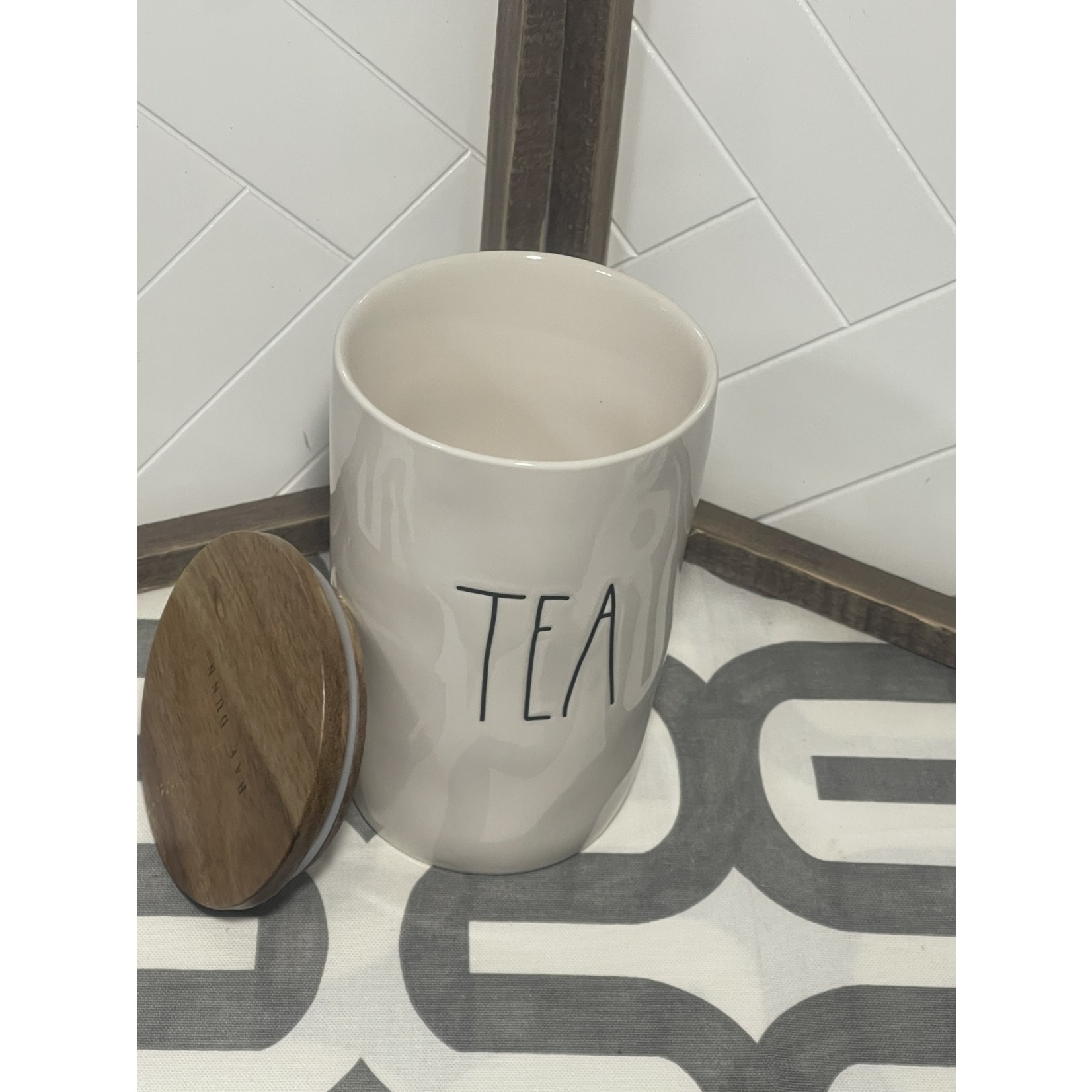 TJ MAXX Rae Dunn Tea Print Canister Ceramic