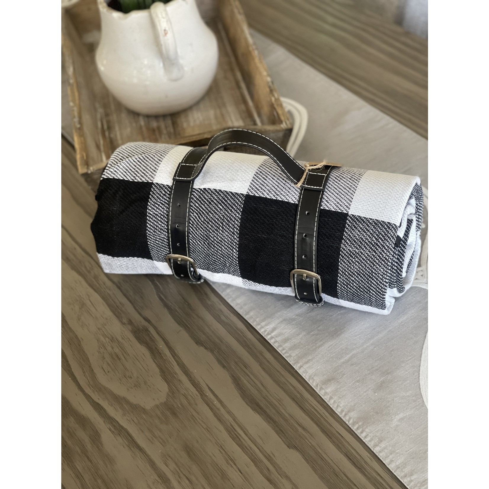 Santa Barbara Designs Picnic Blanket- Black & White Plaid