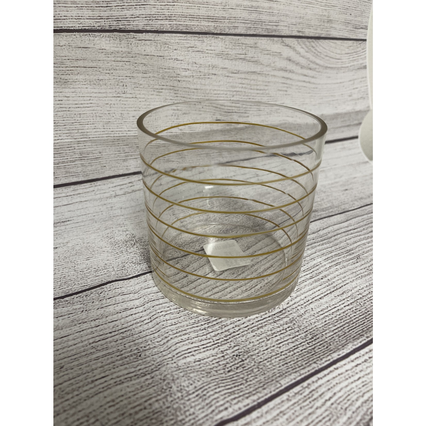 Glass Cylinder Vase with Gold Pin Stripes