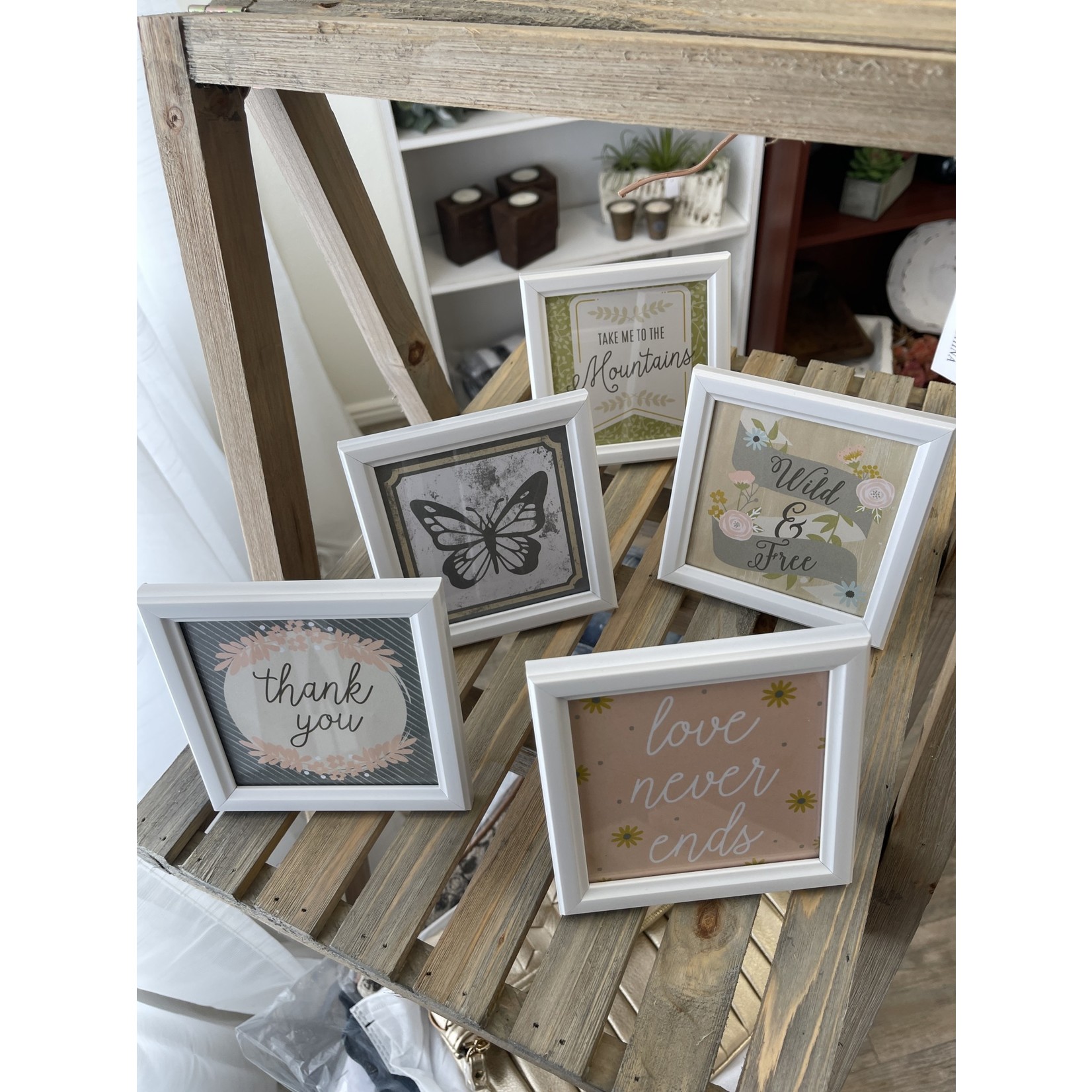 4X4 Whte Frame with a Saying Inside