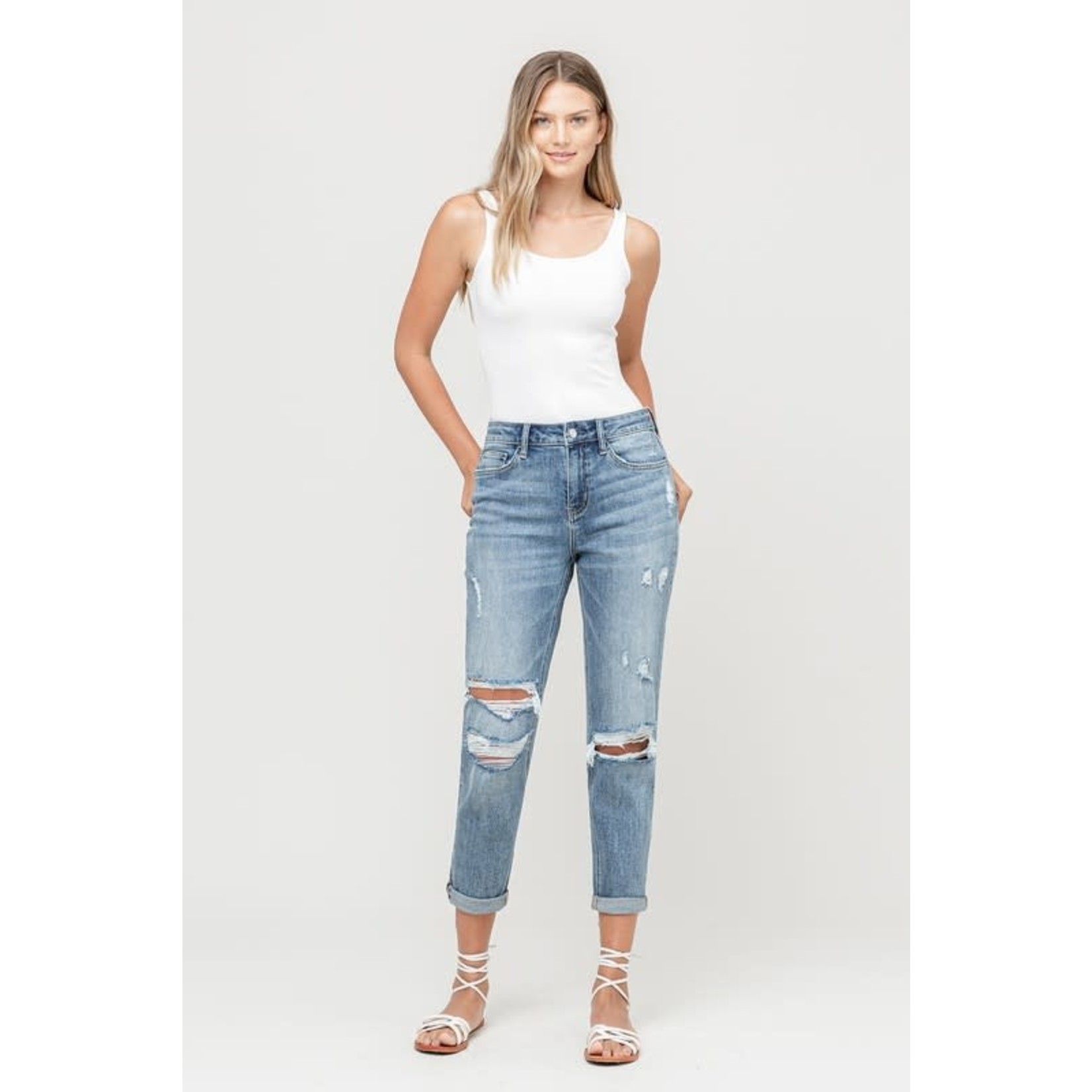 Vervet Vervet by Flying Monkey Distressed Boyfriend Jeans Sizen 27 (Skeeter)