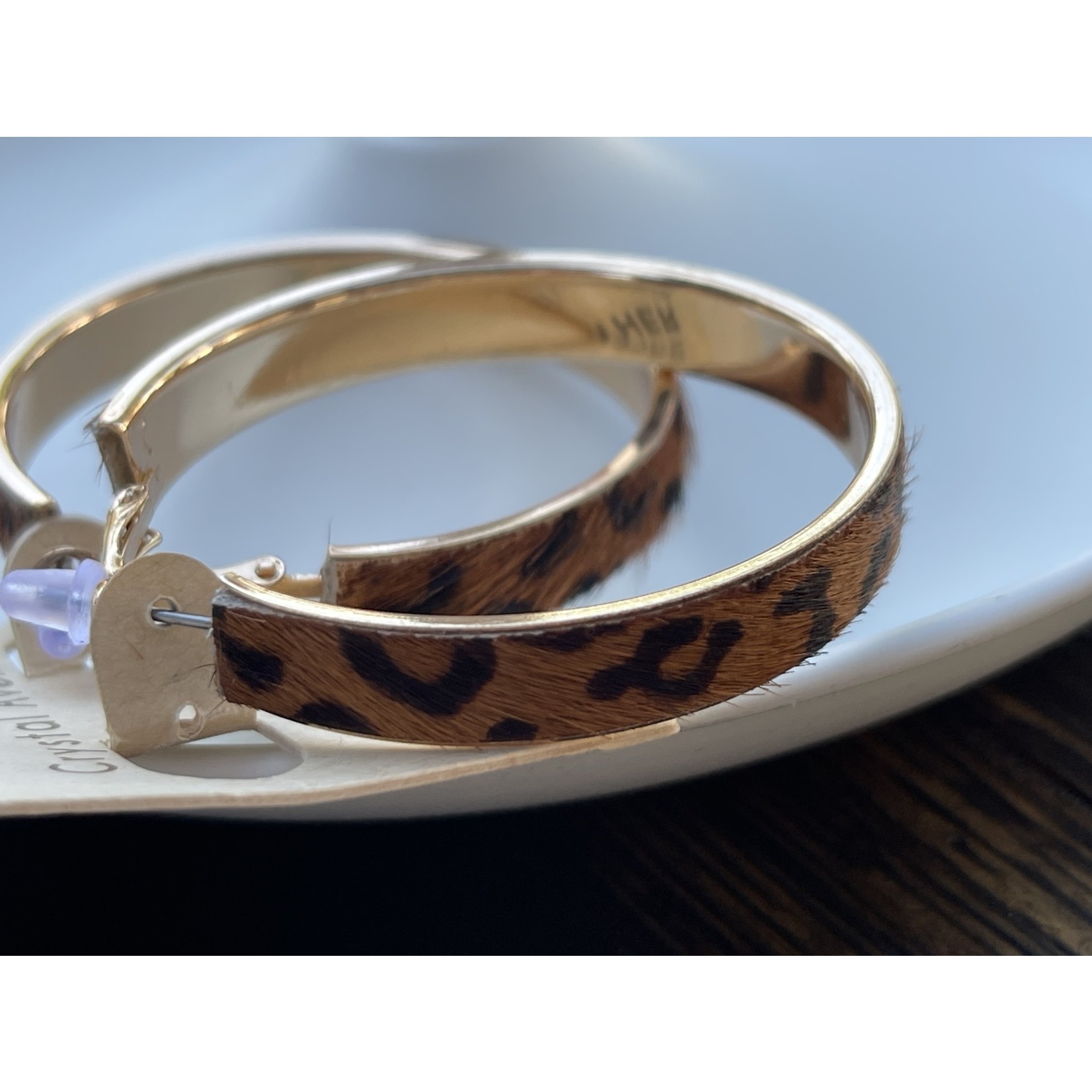 Market Gold Trim with Brown and Black Animal Earrings