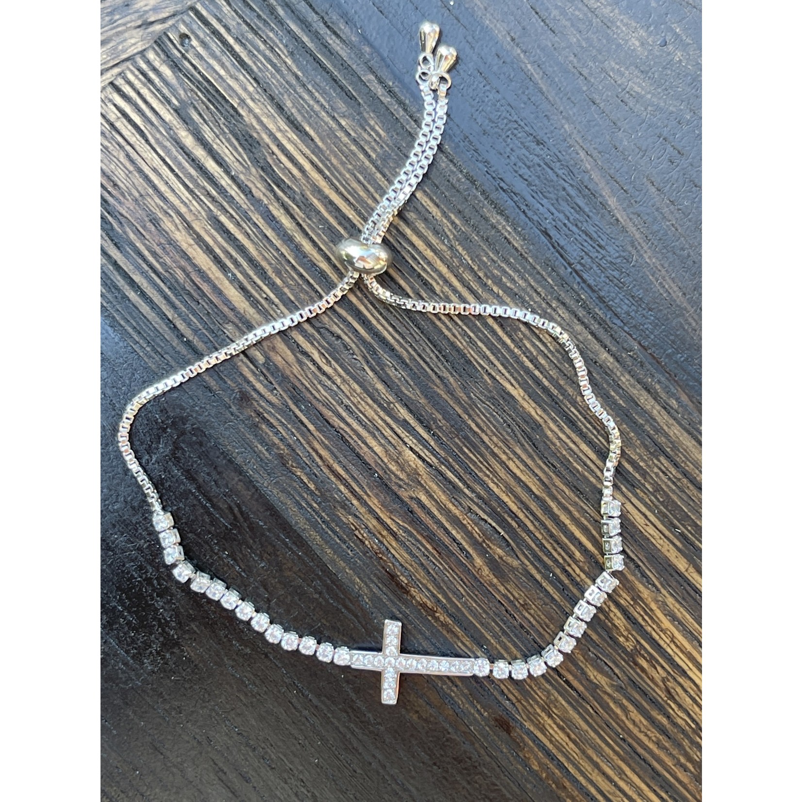 Market Cross Silver Chain Bracelet
