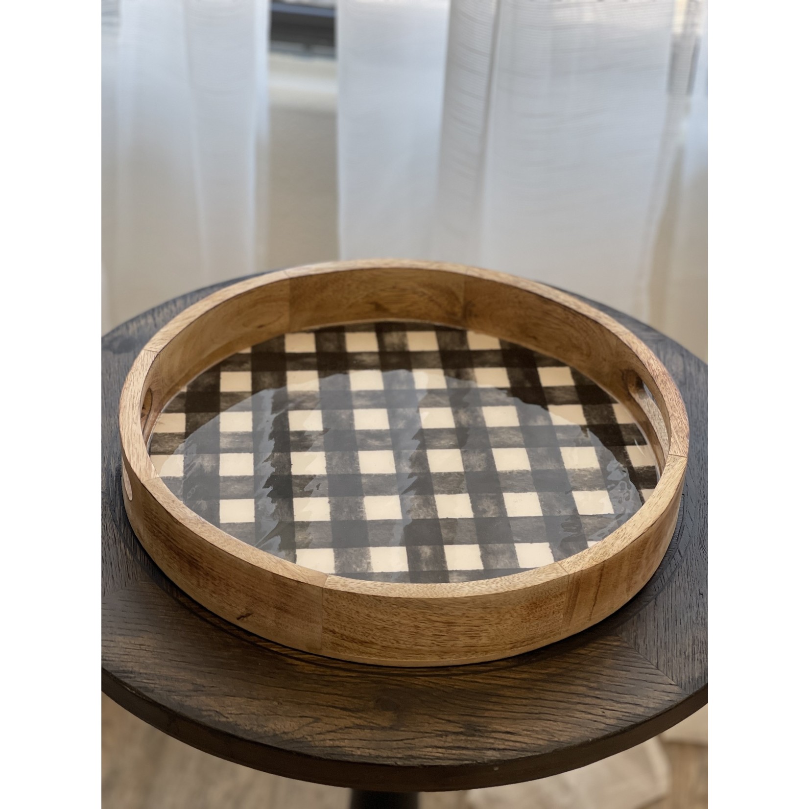 Home Goods Black and White Plaid Tray -Large