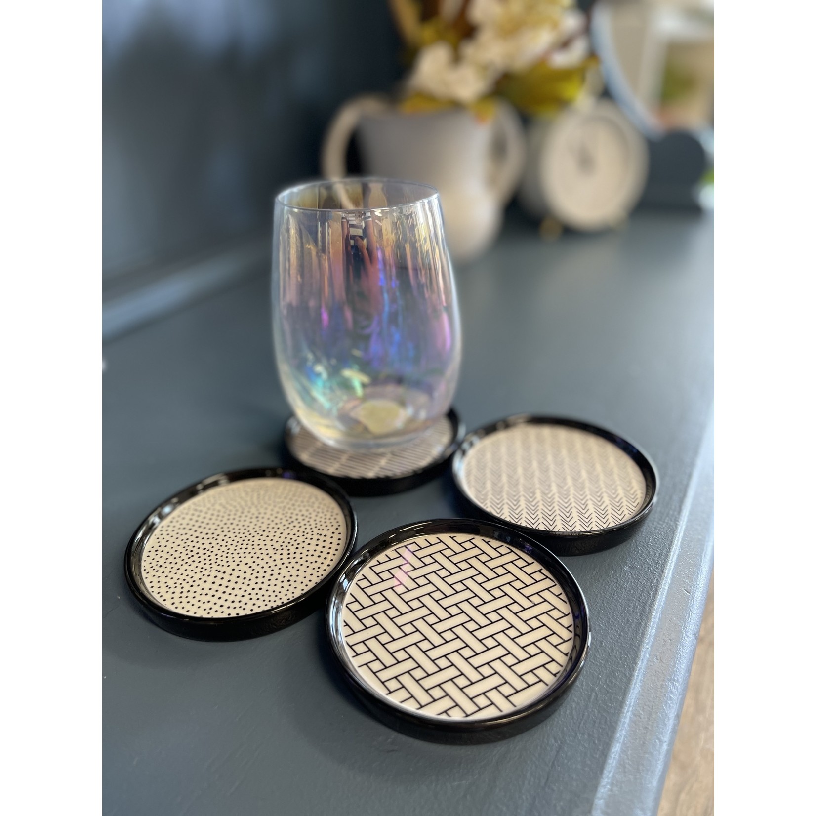Totalee Porcelain Poppin Patterns Coasters  s/4
