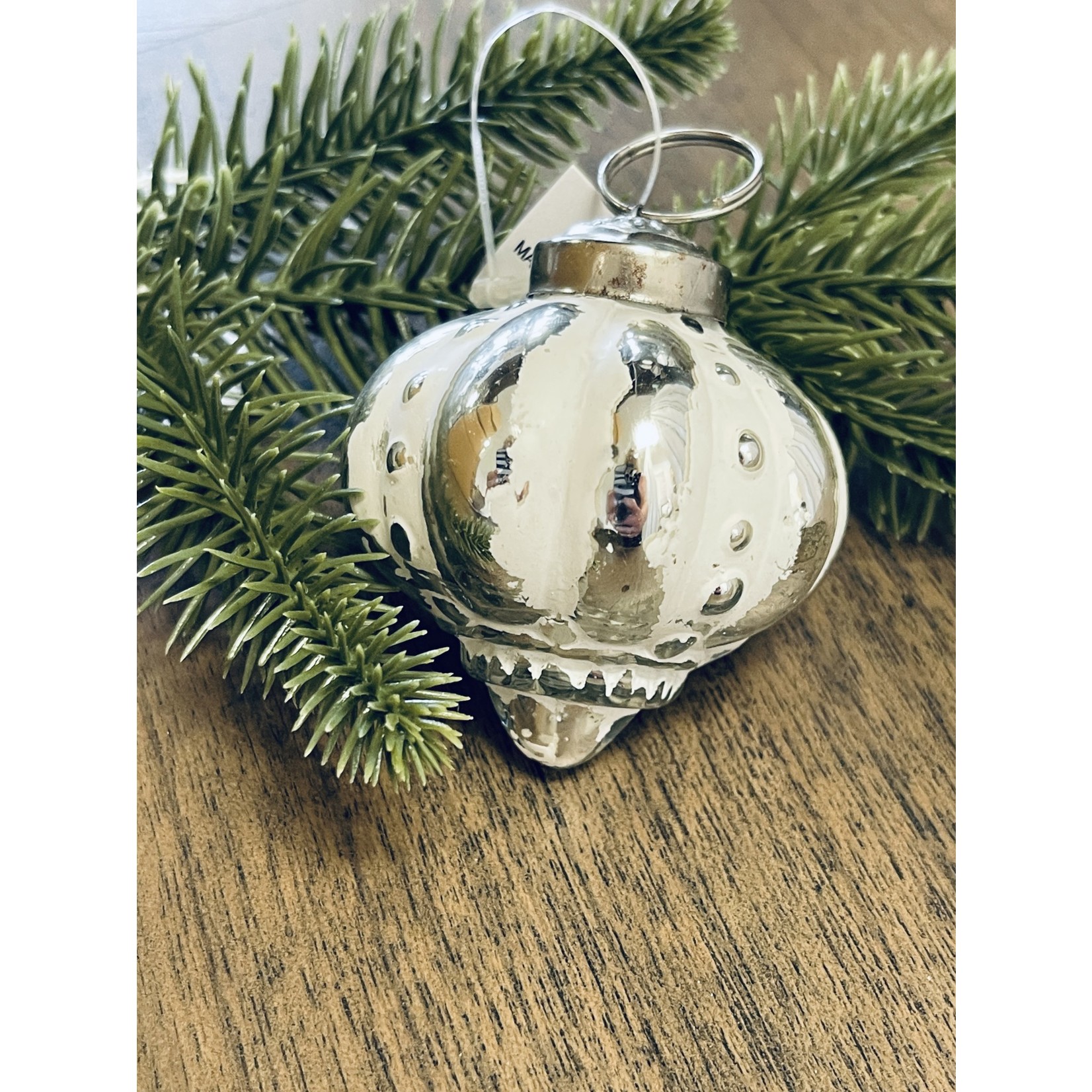 Cottage White Onion Glass Ornament