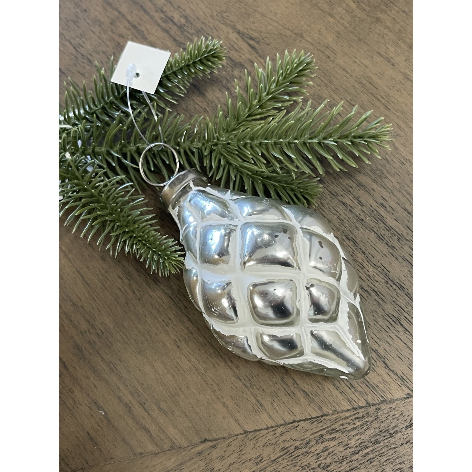 Cottage White Finial Glass Ornament
