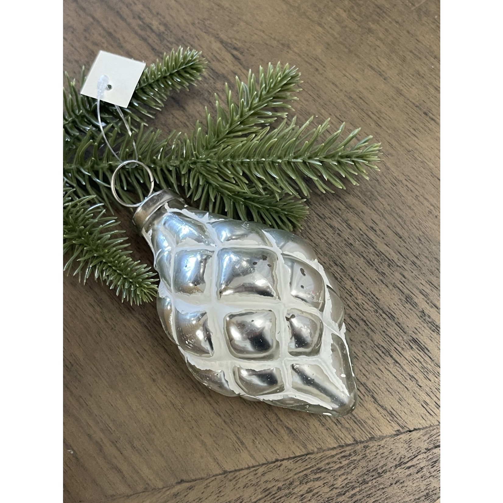 Cottage White Finial Glass Ornament
