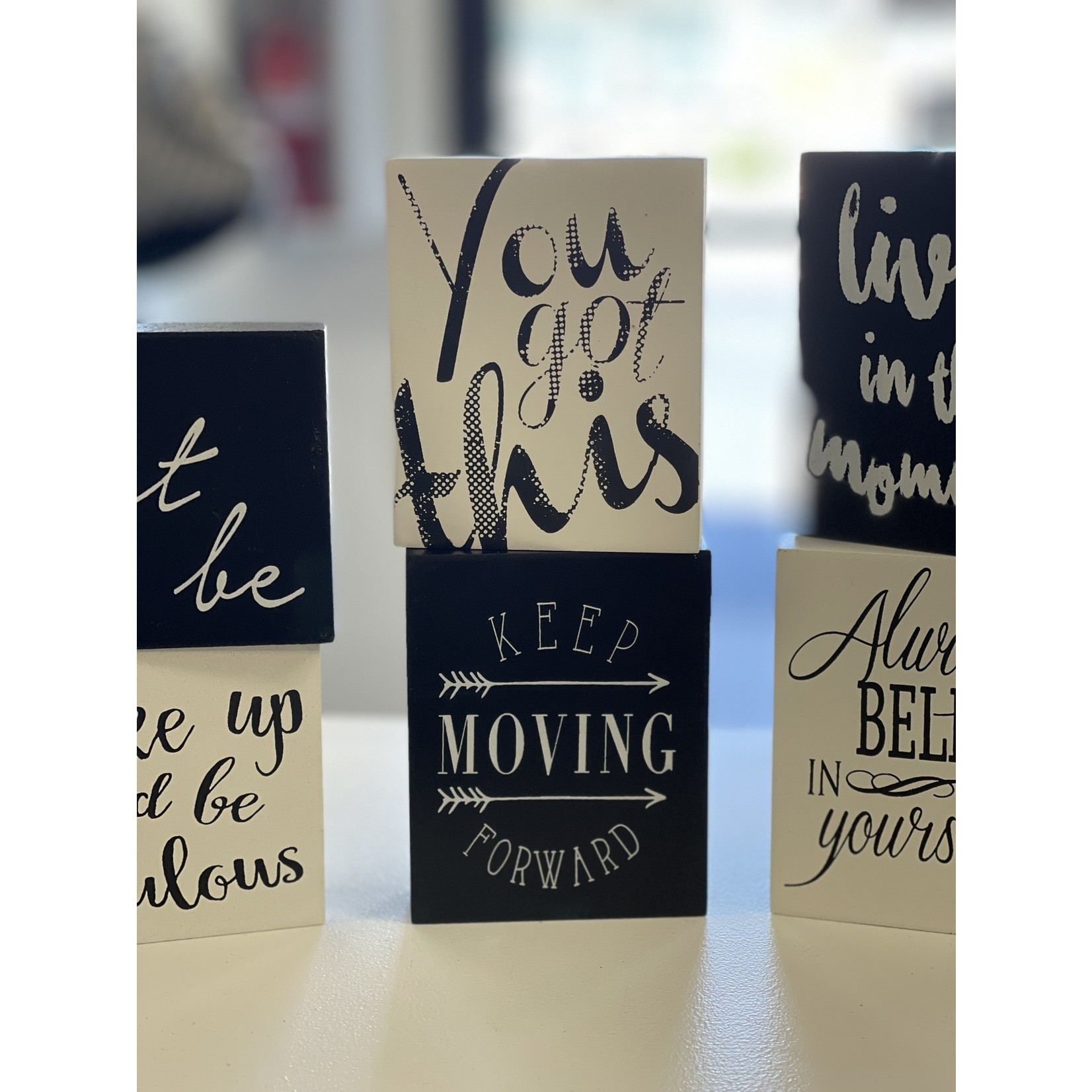 Young's Inc Wood Tabletop Assorted Block Sign Sayings