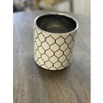 Taiwan Imports 4.5" White with Silver  Design Planter