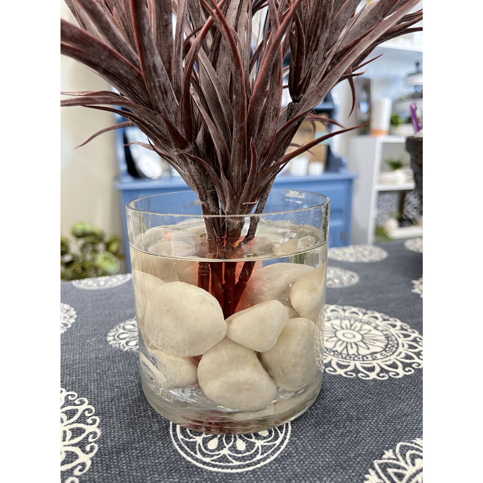 DW Silks Burgundy Agave Spray in Glass Vase