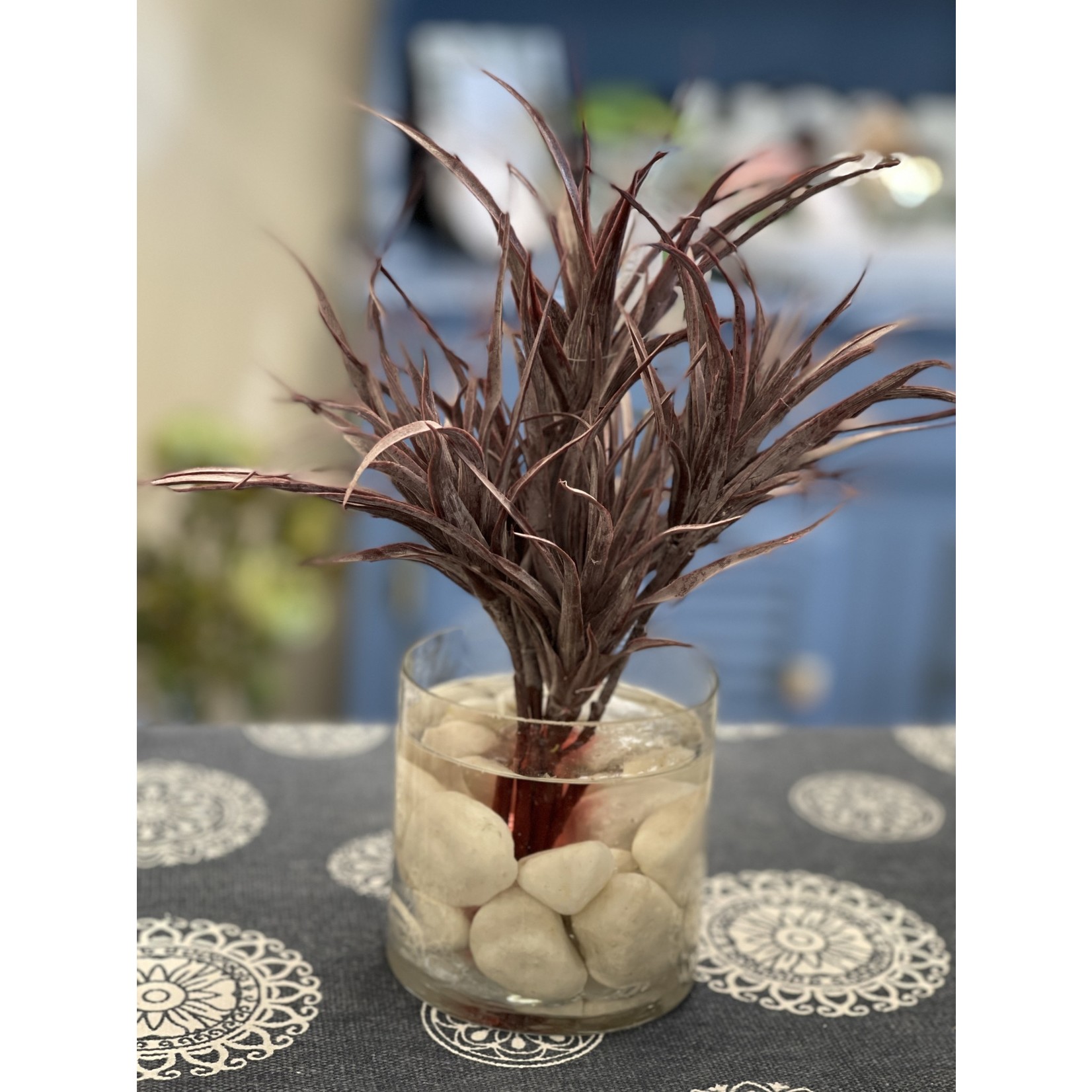 DW Silks Burgundy Agave Spray in Glass Vase