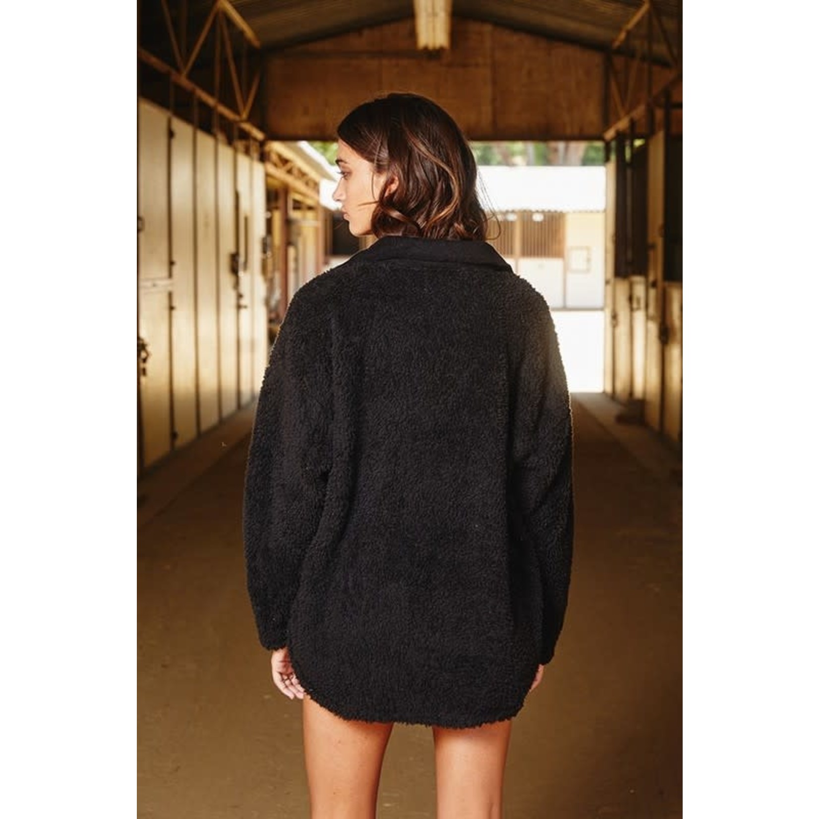 Bucketlist - Fashiongo Oversized Fuzzy Shacket with Big Chest Pockets - Made in USA