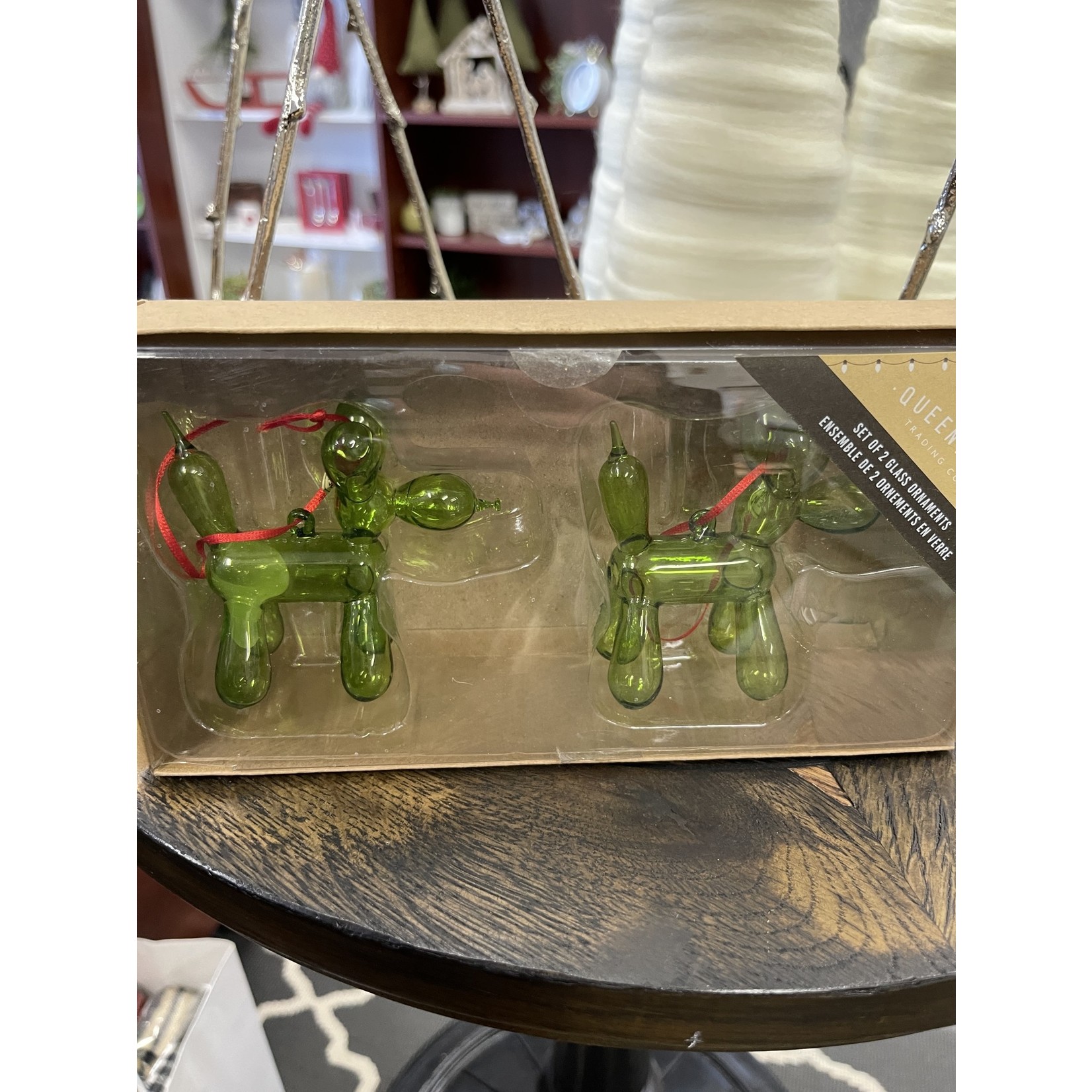 TJ MAXX Queen West Glass Dog Ornaments set of 2