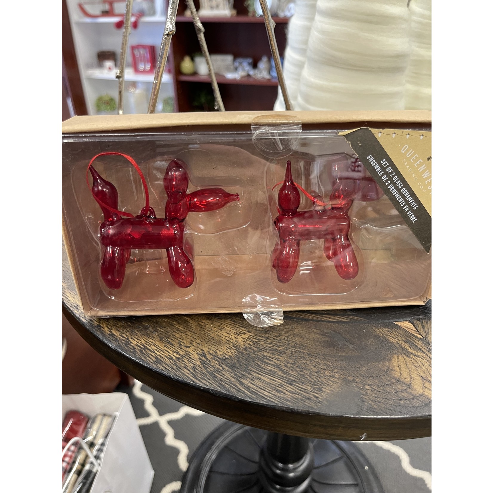 TJ MAXX Queen West Glass Dog Ornaments set of 2