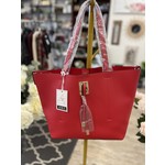 La Terre Fashion Solid Red Handbag w/ additional Floral Clutch