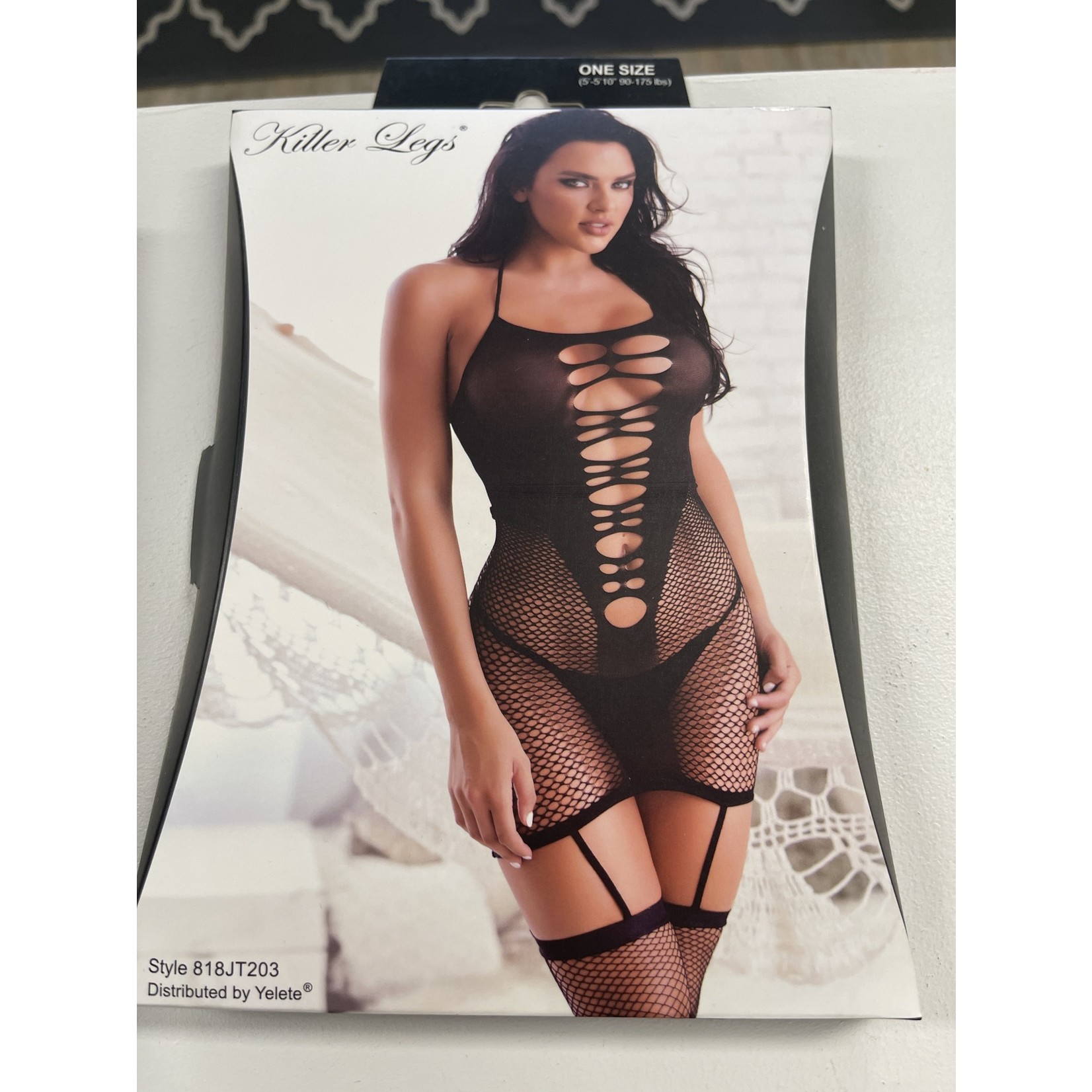 Yelete Halter Neck Ripped Fishnet Bodystocking