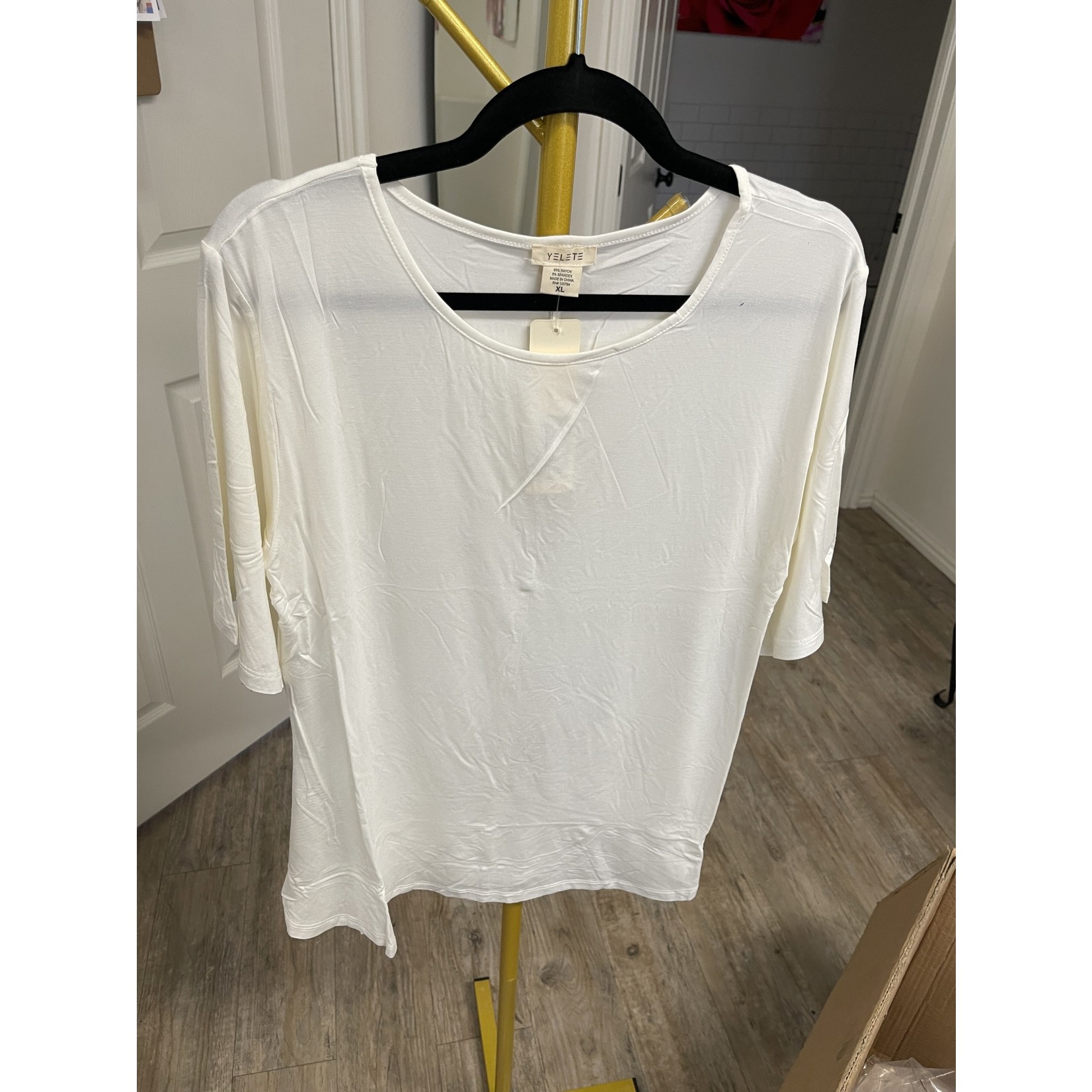 Yelete Bell Short Sleeve Tunic Off White