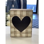 Rustic Marlin (Faire) Heart on Grey Plaid Background