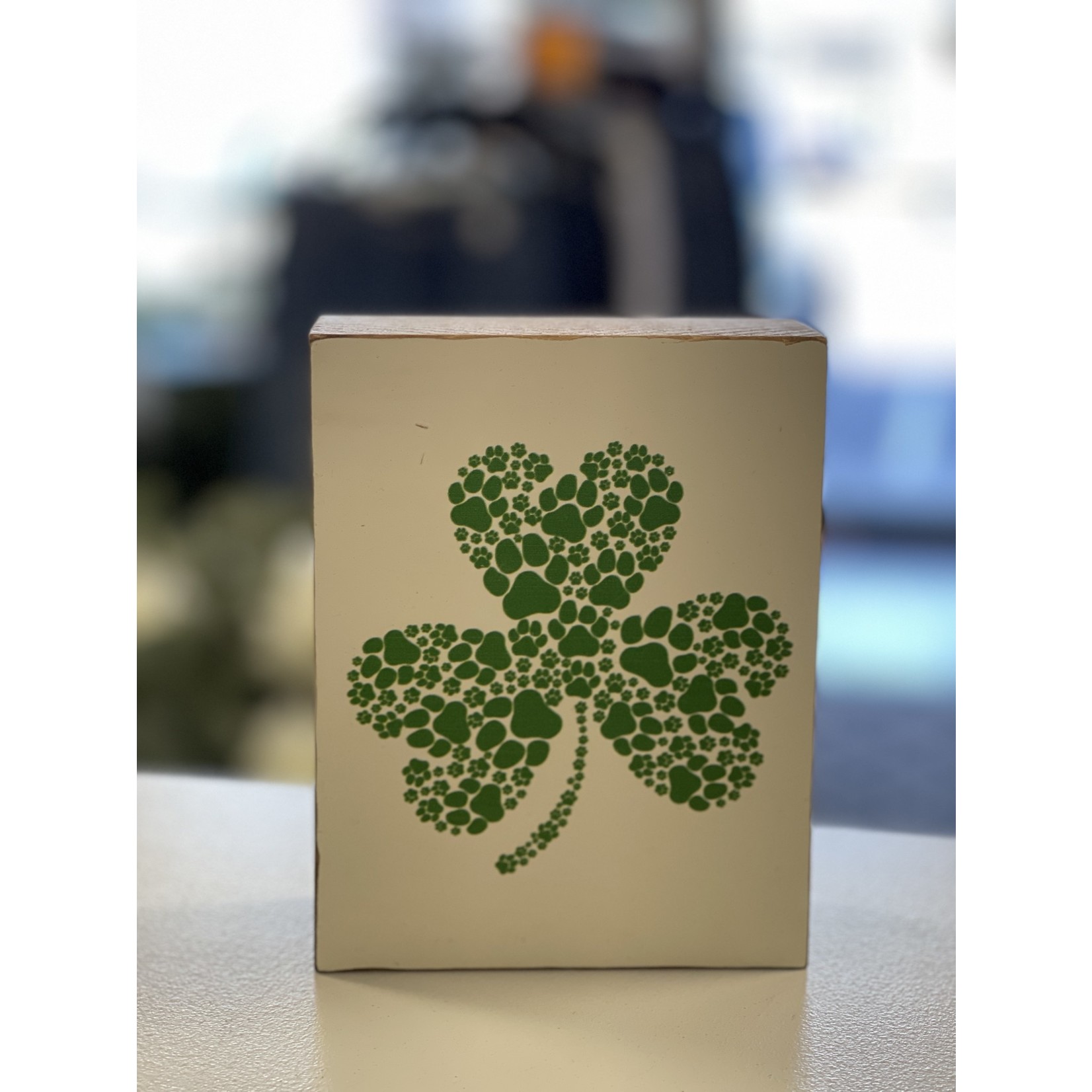 Rustic Marlin (Faire) Paw Print Shamrock Decorative Wooden Block