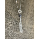 American Unique  Group Silver Snake Chain w/ Grey Bead, Tassel, Circle Bling Necklace
