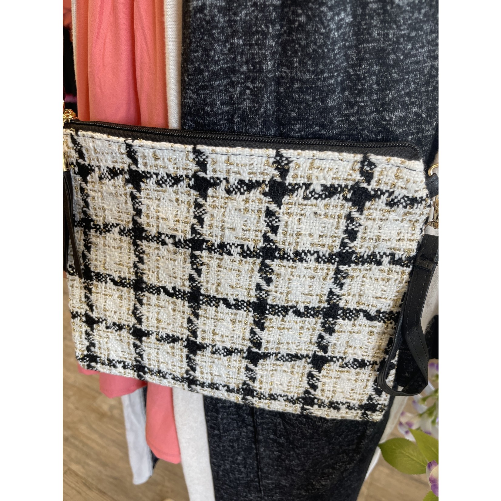 Cross Body Pouch / White Gold Plaid