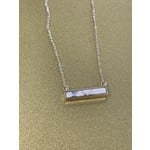 Pretty Simple Stone Bar Necklace - White  & Gold Chain