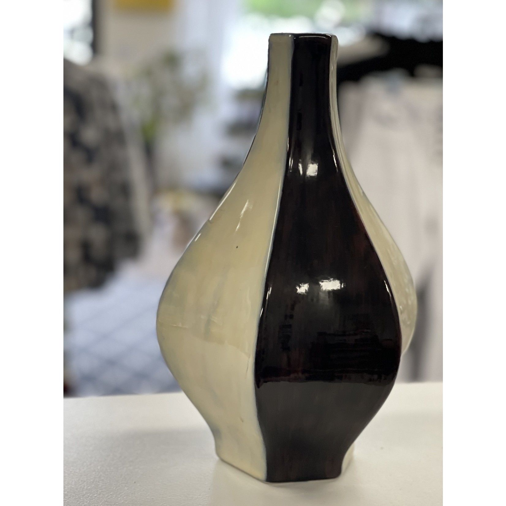 Taiwan Imports Black/ Ivory Vase